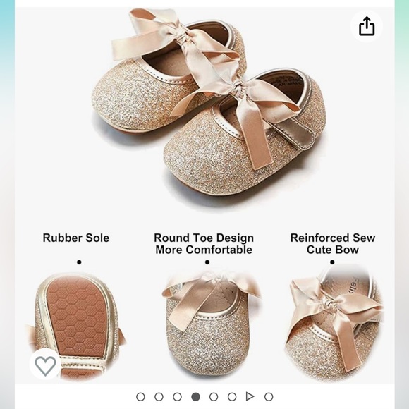 Felix and Flora Baby Sparkle Gold Shoes w/ Velcro Strap Size 12-18 - Picture 8 of 8